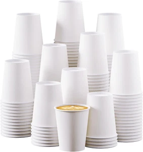 10 Oz Disposable Coffee Paper Cups,270 Pack Hot Drinking Cups,White Paper Party - Picture 1 of 12