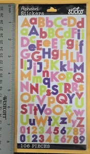 Alphabet (Numbers & Letters) Stickers/  Multi-Color/106 pieces  - Picture 1 of 1