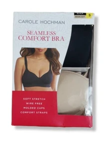 2 PACK Carole Hochman Seamless Comfort Bras Black / Moonlight. Women's, Small - Imagen 1 de 11