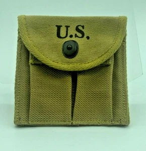 KHAKI WW2 BUTT STOCK RIFLE AMMO POUCH BOYT 43 M1 CARBINE CALIBER 30 RIFLE WWII - Picture 1 of 6