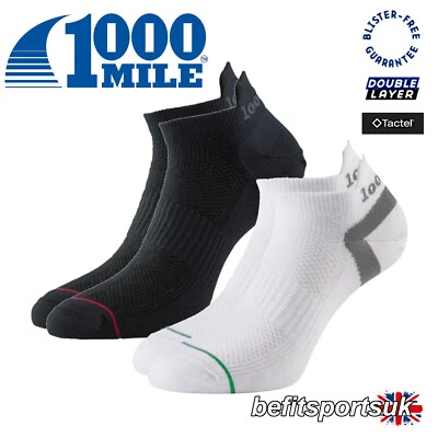 1000 MILE RUNNING SOCKS MENS CUSHIONED SPORTS LINER DUAL SKIN ANKLE BLISTER - Image 1 of 4