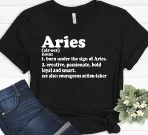 Aries zodiac Definition Birthday Bday Gift March April Funny T-shirt - Picture 1 of 8