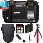 Nikon COOLPIX W300 Camera (Black) + Tripod + 1 Yr Warranty - 64GB Kit