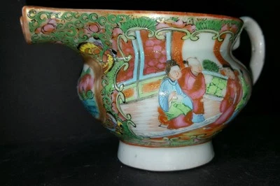 Jarra nariz cerdo medallón rosa exportación china antigua única 1840-1880 Foto 1 de 4