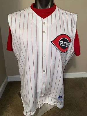 Cincinnati Reds Vintage Russell Athletic Authentic Home Vest Jersey 48 & Shirt L - Image 1 of 4