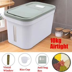 Large Rice Storage Container Food Flour Airtight Box Rice Dispenser W/Cup 10kg - Picture 1 of 11