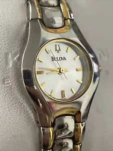 BULOVA WOMEN WATCH C899180 TWO TONE SILVER BEZEL - Picture 1 of 7