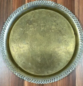 Antique Rare Arabic Solid Silver Persian Style Tray Hand Made Engraved - Picture 1 of 2