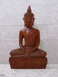 uu98mq - Holz Figur Buddha Lotus Sitz Handgefertigt - 25,5 cm - Bild 1 von 6