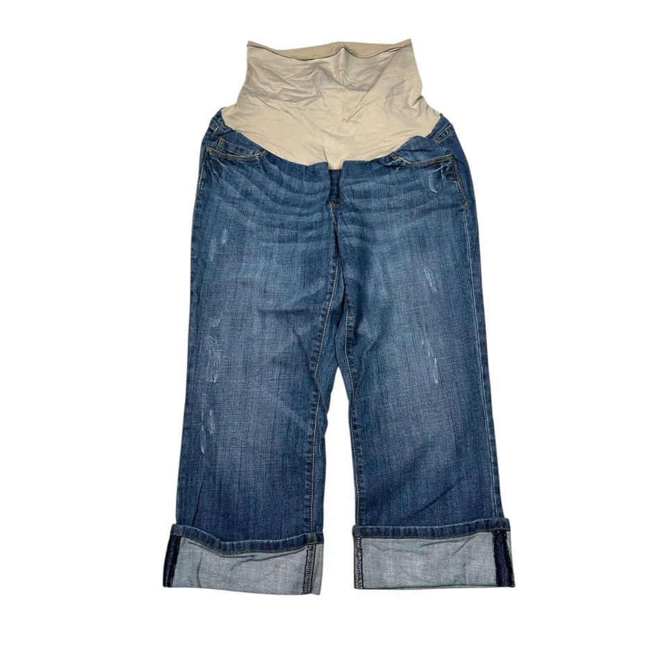 American Star Vintage 00s Y2K Distressed Cuffed Capri Maternity Jeans Medium - Image 1 of 4