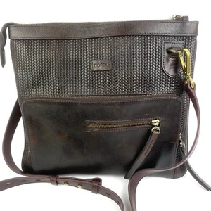 Bolso de Mano Dorsa Cuero Marrón Lujo Bandolera Cartera Latón Acento Mediano - Imagen 1 de 12