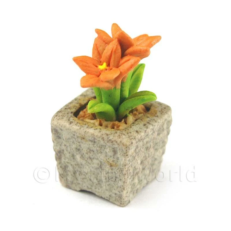 Miniatura Fatto A Mano Arancione Colorazione Ceramica Fiore - Immagine 1 di 1