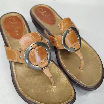 Sandalias de cuña Cole Haan Air Tatum bronceadas con tanga para mujer talla 8,5B - D24079 Foto 1 de 4