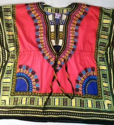 Top túnica de algodón para mujer The African Heritage talla única colores vibrantes rojo amarillo Foto 1 de 4