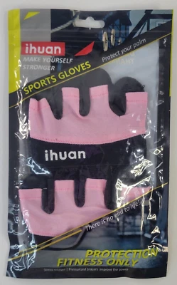 New ihuan Sports Fingerless Pink Fitness Cycling Lifting Gloves Palm Protect L - Image 1 of 4