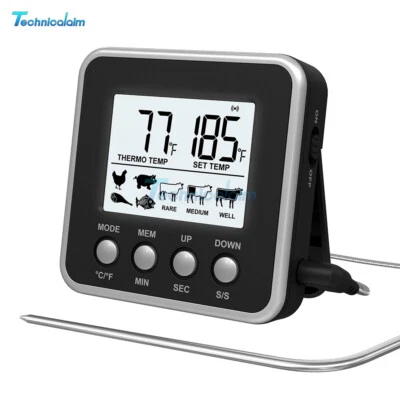 Digital Oven Thermometer Kitchen Meat Thermometer Countdown/Timer LCD Backlight - Bild 1 von 4