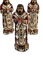 SACRED HEART of JESUS Figurine with Milagros, Mexican Santo, ExVotos