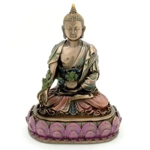 STATUA BUDDHA MEDICINA 6" divinità buddista benessere resina bronzo ALTA QUALITA' - Foto 1 di 4