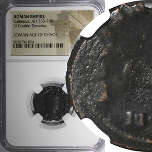 ROMANO.Gallienus AD 253-268 BI Doble Denario / Rev. Capricornio ZODIACO NGC (024) - Imagen 1 de 5