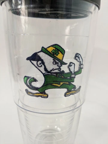Tervis 24 Oz Tumbler Cup With Lid  Notre Dame Fighting Irish Patch Logo Cover