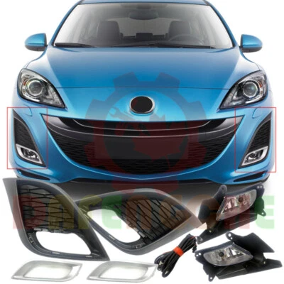 Front Bumper Fog Light + Bezels + Harness Kits Replace For Mazda 3 2010-2011 - Image 1 of 4