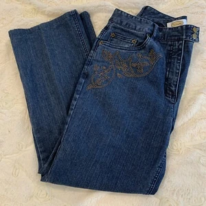 Pantalones de mezclilla para mujer Talbots elásticos de 5 bolsillos bordados talla 8 - Imagen 1 de 10