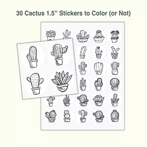 30 CACTUS STICKERS FOR Journals.Scrapbook Stickers.Plant Label.Stickers to Color - Bild 1 von 10