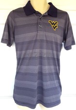 West Virginia Mountaineers Mens Polo Shirt Size Small 34/36 Blue Stripes New