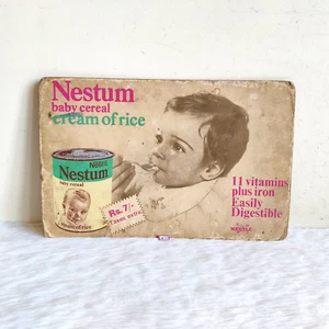 Vintage Nestle Nestum Baby Cereal Cream Of Rice Advertising Cardboard Sign CB773 - Picture 1 of 6