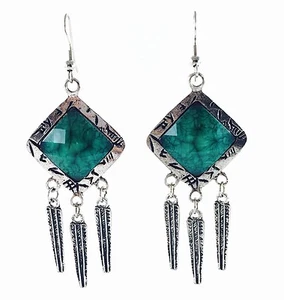 USA Charming Earring Chunky Fancy Lightweight Dangle Drop Green fashion - Picture 1 of 2