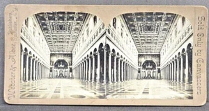 Stereo View Tan Mount- Rome, Italy Interior of St. Paul's Church - Picture 1 of 2