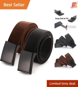 Canvas Web Belt Cut to Fit Up to 52" Adjustable Metal Military Buckle Black - Picture 1 of 8
