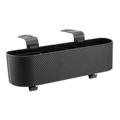 Car Storage Box Organizer With Hooks Cup Phone Holder Interior Accessories Black - Image 1 of 4