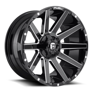 (4) 22x10 Fuel Gloss Black & Mill Contra Wheel 5x114.3 5x127 For Jeep Toyota GM - Picture 1 of 3