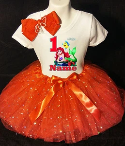 Little Mermaid **With NAME** 1st first 1 Birthday Red Tutu dress Fast Shipping - Picture 1 of 1