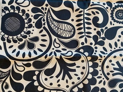 Tela decorativa de lona de algodón Eva Lundgren 2011 IKEA azul marino floral sobre blanco 28x43 Foto 1 de 4