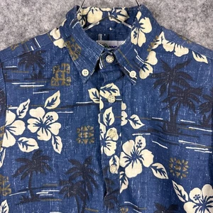 Reyn Spooner Hemd Jungen mittelblau Hawaii Blumenmuster Knopfleiste Aloha Kinder - Bild 1 von 13
