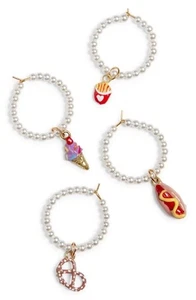 86 $ - Susan Alexandra New York Snack Essen 4er Set Cocktail Weinglas Charms - Bild 1 von 9