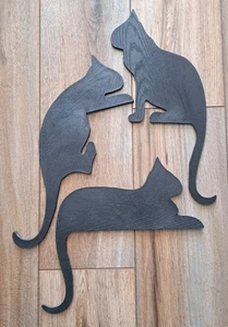 Vintage 1987 Eckkatze Sam junge schwarze Katze Wanddeko Set 3 Fenster/Tür Sitter - Bild 1 von 3