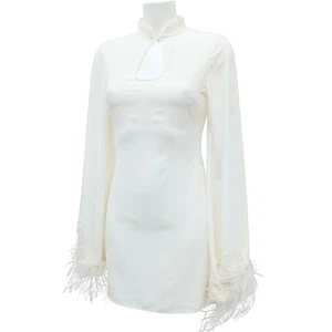 De La Vali Genevieve Mini Dress Size UK 8 White Feather Designer FLT-FPL - Picture 1 of 20