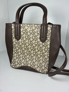 DKNY Shoulder Brown Logo Tote bag - Picture 1 of 16