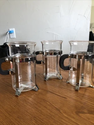 Tazas de té de café de vidrio Bodum Bistro vintage asas negras / juego de 3 Foto 1 de 4