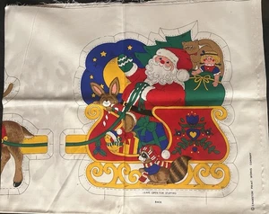 Vintage Cranston Jumbo Weihnachtsmannschlitten mit Rentier Weihnachten Panel schneiden & nähen 34 Zoll - Bild 1 von 18