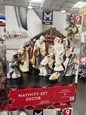 Member's Mark Nativity Set 9-Piece Hand Painted Christmas Removable Baby Jesus - Image 1 of 4