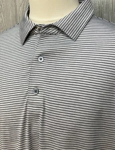 FootJoy Men’s Golf Polo Shirt Gray Striped Performance Logo Stretch Size XL - Picture 1 of 9