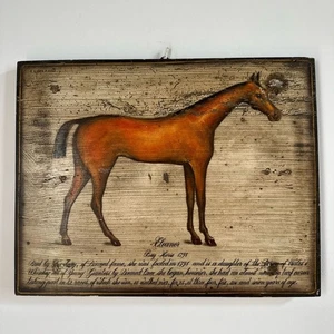 Vintage Wandtafel / Holzbrett Rahmen Gemälde Pferd von B. d’Arte F. Conz - Bild 1 von 6
