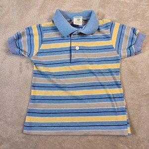 Vintage Toddle Time JC Penney Boys 4T Polo Shirt Blue Yellow Stripe 80s Retro US - Picture 1 of 5