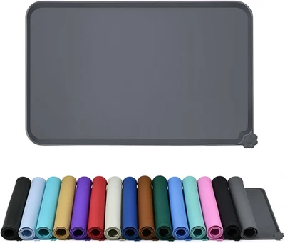 Alfombra de alimentación impermeable para mascotas con bordes altos para cuenco de agua para gato perro, grande Foto 1 de 4