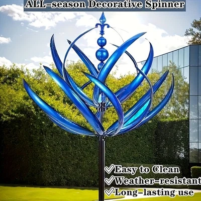 Magical Wind Powered Kinetic Windmill Metal And Sculpture Spinner Garden Unique - Image 1 of 4