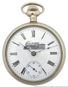 Cool New Era U.S.A. Large Locomotive Dial Mens Railroad Running Pocket Watch - Picture 1 of 5